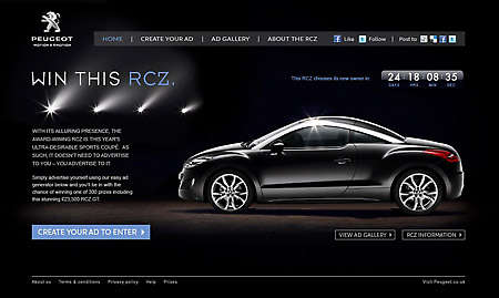 Creative Facebook campaign for the Peugeot RCZ – “come and advertise yourself to me!”