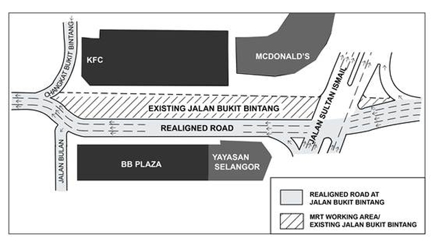 KL MRT: temporary realignment of Jln Bkt Bintang