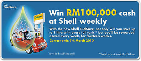 A chance to win RM100,000 just by filling up with RM30 Shell fuel