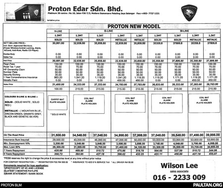 Proton BLM Tentative Pricelist
