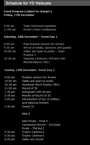 Formula Drift Malaysia 2010 Road Closures