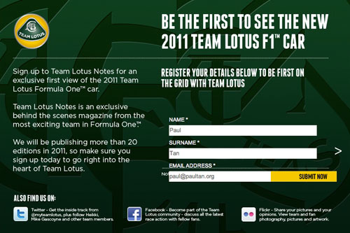 Team Lotus TL11 racecar to be unveiled in online magazine